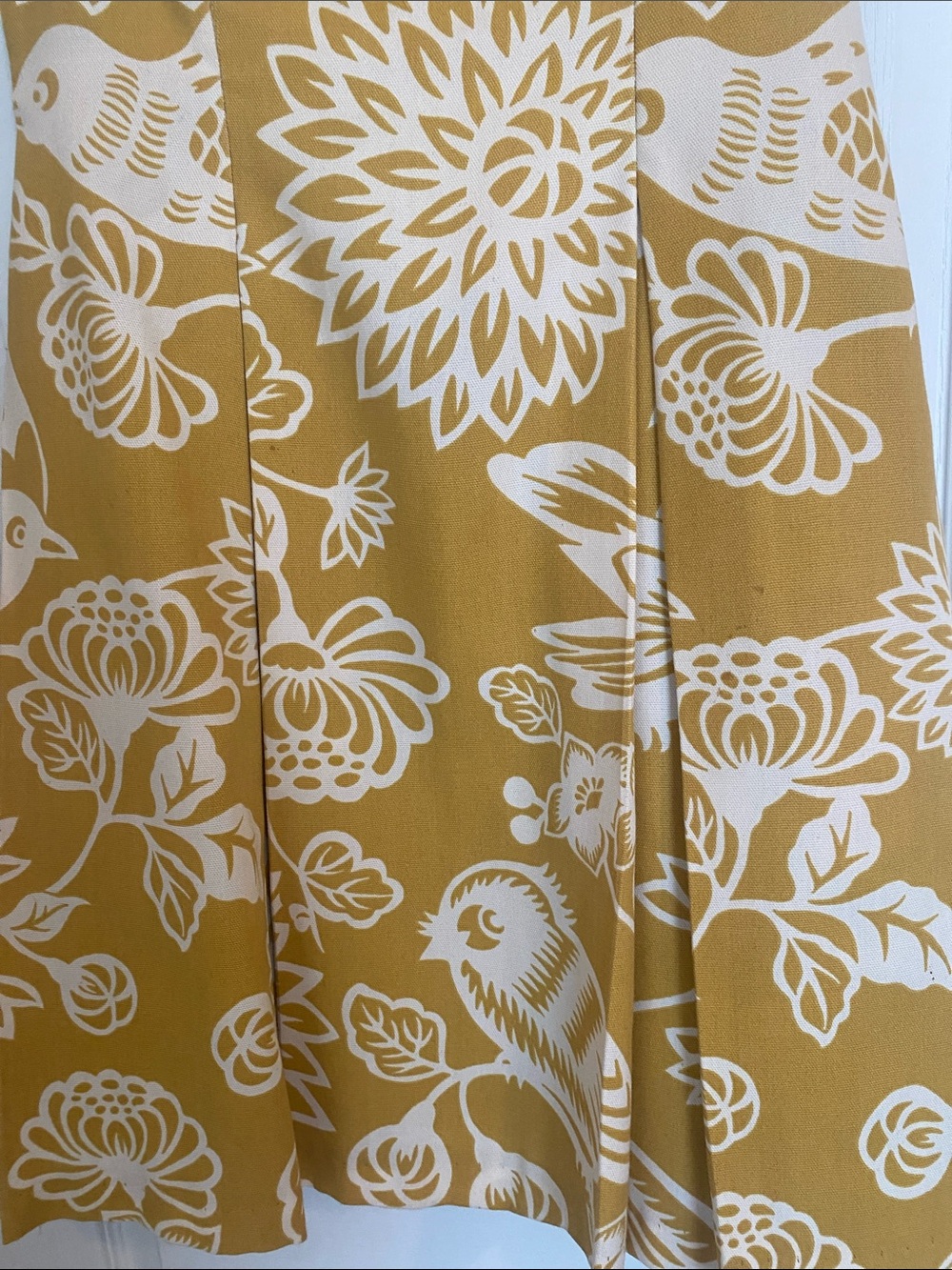 CUSTOM 1950 Yellow Floral Fit & Flare Dress with Satin Slip & Hidden Pockets SzM - Picture 4 of 16